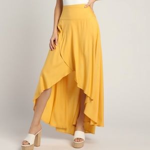 NEW Lulus Yellow High-Low Skirt